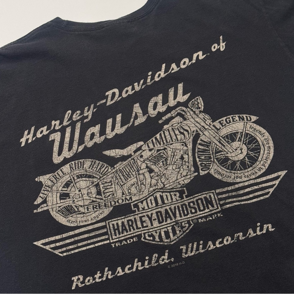 Retro Black/Grey Harley Davidson Pocket Tee - Picture 5 of 6